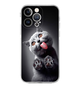 PrintiFy iPhone 13 Pro Max ile Uyumlu Kedi 2 Kamera Korumalı Şeffaf Kılıf