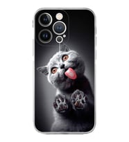 PrintiFy iPhone 13 Pro Max ile Uyumlu Kedi 2 Kamera Korumalı Şeffaf Kılıf