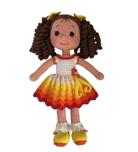 Yaz Ateşi Kıvırcık Saçlı Karnaval Bebek Amigurumi Organik Oyuncak