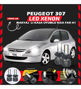 Peugeot 307 Makyajlı Kasa Kısa Far Uyumlu Şimşek Etkili Led Xenon Premium Series H1