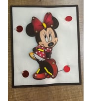 23X19 CM 3 BOYUTLU MİNNİE MAUSE KABARTMA TAŞLI BONCUK PAYET İŞLEME ARMA APLİKE (Kırmızı)