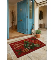 Valerine Life Kapı Önü Paspası 45x70cm iç Dış Mekan Yeni Yıl Ürünleri Noel Süsleri Peluş Noel Ağacı