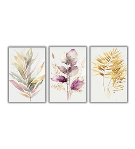 Temperli Gerçek Cam Tablo Seti Soft Pastel Lila Çiçekler