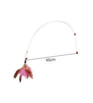 90 cm Renkli Tüylü Kedi Oyun Oltası Peluş Tüy Zilli Balık Yakalama Olta Oyuncağı (Çok Renkli)