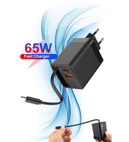 Hızlı Şarj Adaptörü + Type-C Kablo  Tüm Telefonlarla Uyumlu 65W Hızlı Şarj Seti (Siyah)