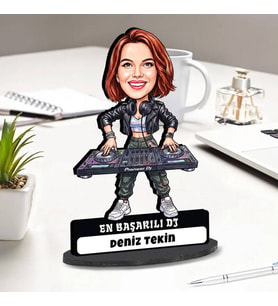 DJ Müzisyen Kadına Hediye Kişiye Özel Karikatürlü Biblo
