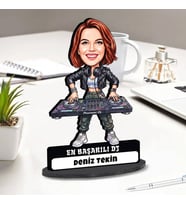 DJ Müzisyen Kadına Hediye Kişiye Özel Karikatürlü Biblo