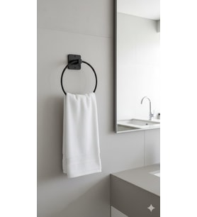 Yapışkanlı Siyah Yuvarlak Havluluk Banyo Mutfak Havlu Askılık