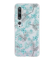 Xiaomi Mi Note 10 Uyumlu Kapak Floral Su Yeşili Tasarımlı Şeffaf Silikon Kılıf