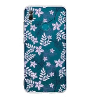 PrintiFy Huawei Psmart 2019 Uyumlu Kamera Korumalı Floral Lila Tasarımlı Şeffaf Silikon Kılıf