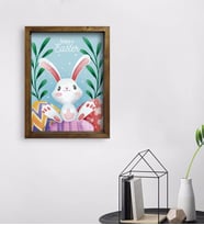 BK Gift Paskalya Bayramı Doğal Masif Ahşap Çerçeveli Tablo 45x65cm-2