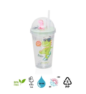 Çift Duvarlı Tumbler Pipetli Milkshake Bardağı-450 Ml