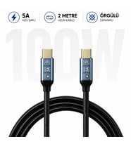 ScHitec 5A 100W 20Gps 4K 60Hz Type-C To Type-C 4.0 Gen2 Hızlı Data ve Şarj Kablosu Örgülü 2Metre Siyah