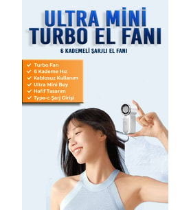 Qstar Taşınabilir Şarjlı Ultra Mini Turbo Fan - Mini El Vantilatörü Turbo Üflemeli 6 Kademeli Fan (Beyaz)
