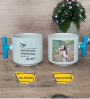 Teyze Kupa Bardak Fotoğraflı T Mavi Kulplu Teyzeye Doğum Günü Hediyesi