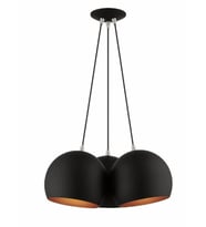 mylights  retro rustik metal üçlü küre  sarkıt avize siyah  içi bakır