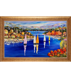Çerçeveli Paspartulu Manzara Tablo bm1028 (Gold)
