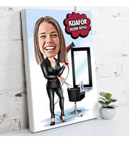 Bayan Kuaför İçin Karikatürlü Kanvas Tablo