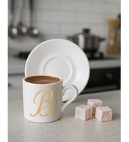 Türk Kahvesi, Espresso, Harf Fincan (Beyaz-Altın El Yazısı)