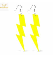 80’ler 90&amp;#39;lar Retro Neon Sarı Şimşek Küpe 10 cm