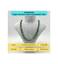 SERTİFİKALI Aventurin Doğal Taş 6mm Makrome Kolye 45cm- 55cm Ayarlanabilir Ölçü