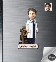 Kişiye Özel Doğum Doktoru Erkek Ahşap Magnet -2