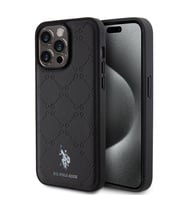 Apple iPhone 15 Pro Max Uyumlu Kılıf U.S. Polo Assn. Orjinal Lisanslı HS Desenli Baskı Logolu Suni Deri Kapak (Siyah)