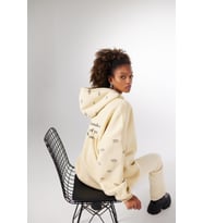 Oversize Kapüşonlu Unisex Eye Sweat Bej