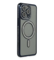 iPhone 15 Pro Kılıf Joke Simli Magneticsafe Kılıf - Lacivert