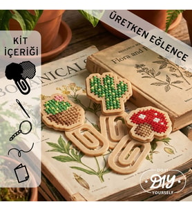 Etamina Botanik Figürlü Kanaviçe Kitap Ayracı Kiti 3'lü Avantajlı Set