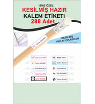 Okul Kalem Etiketi Kesilmiş Kalem Sticker Seti isme özel 288 Adet