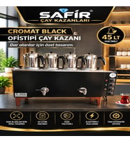 SAFİR 4 DEMLİKLİ KROMAT SİYAH OFİSTİPİ ÇAY KAZANI SİYAH TAM OTOMATİK ÇAY MAKİNESİ SADECE ELEKTRİKLİ SİYAH ÇAY SEMAVERİ ÇAYLAND