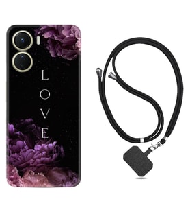 Vivo Y16 Kılıf Silikon Boyun Askılı İpli Desenli Silikon Love Flow 1664