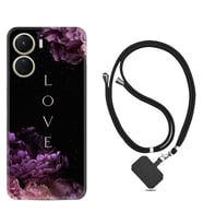 Vivo Y16 Kılıf Silikon Boyun Askılı İpli Desenli Silikon Love Flow 1664