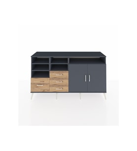 Kronos Konsol 7 Raflı 4 Çekmeceli 2 Kapaklı 176x59x99 Antrasit-Antrasit/Çam