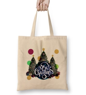 Merry Christmas Yılbaşı Yeni Yıl Konseptli 08 Bez Çanta Uzun Saplı