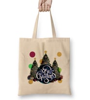 Merry Christmas Yılbaşı Yeni Yıl Konseptli 08 Bez Çanta Uzun Saplı