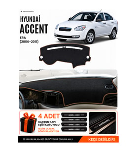 e-biz HYUNDAİ ACCENT ERA (2006-2011) Uyumlu Torpido Örtüsü, Torpido Kılıfı - Siyah-Kahverengi - HU010