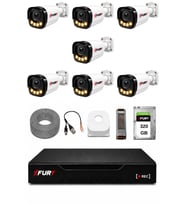 FURY 7 Kameralı Güvenlik Kamera Seti 4 Warm LED Gece Renkli Görüş 320 GB HDD