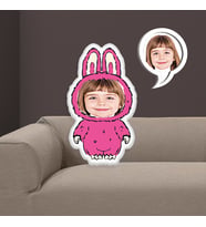 eJOYA Kişiye Özel Fotoğraflı Labubu Kumaş Bebek Yastık 116120 (Pembe)