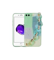Apple iPhone 7 Plus Uyumlu Kılıf Simli Desenli El Askılı Tutacaklı Zore Elsa Silikon Kapak (Açık Yeşil)