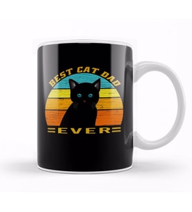 Best Cat Dad Ever Vintage Kedi Kupa Bardak Porselen