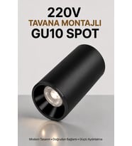 Siyah Metal GU10 Spot Armatür 4000K Gün Işığı - Ampul Dahil