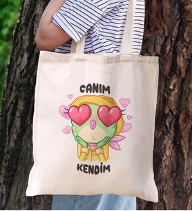 BK Gift Bu Işıltılı Hayatı Ben Seçtim Tasarımlı Bez Çanta, Baskılı Omuz Çantası, Alışveriş Çantası, Arkadaşa Hediye