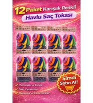 6’Lı 12 Paket Karışık Renkli Havlu Saç Tokası Yumuşak Elastik Dayanıklı Lastik Toka Seti