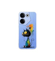 Tecno Camon 20 ile Uyumlu Splash Kedi Tasarımlı Şeffaf Silikon Kılıf
