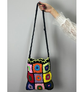 EL ÖRGÜSÜ RENKLİ KADIN ÇANTA HEYBE ÇANTA 30X25 CM