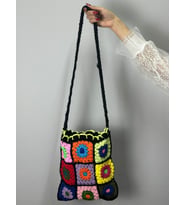 EL ÖRGÜSÜ RENKLİ KADIN ÇANTA HEYBE ÇANTA 30X25 CM