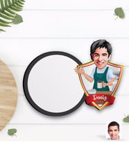 BK Gift Kişiye Özel Barista Karikatürlü Ahşap Bardak Altlığı-1