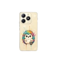 Realme C61 ile Uyumlu Splash Kirpi Tasarımlı Şeffaf Silikon Kılıf